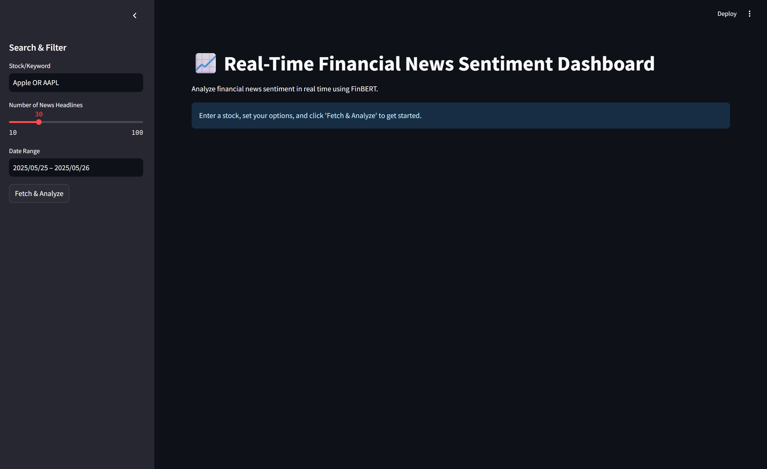 Dashboard Interface Screenshot