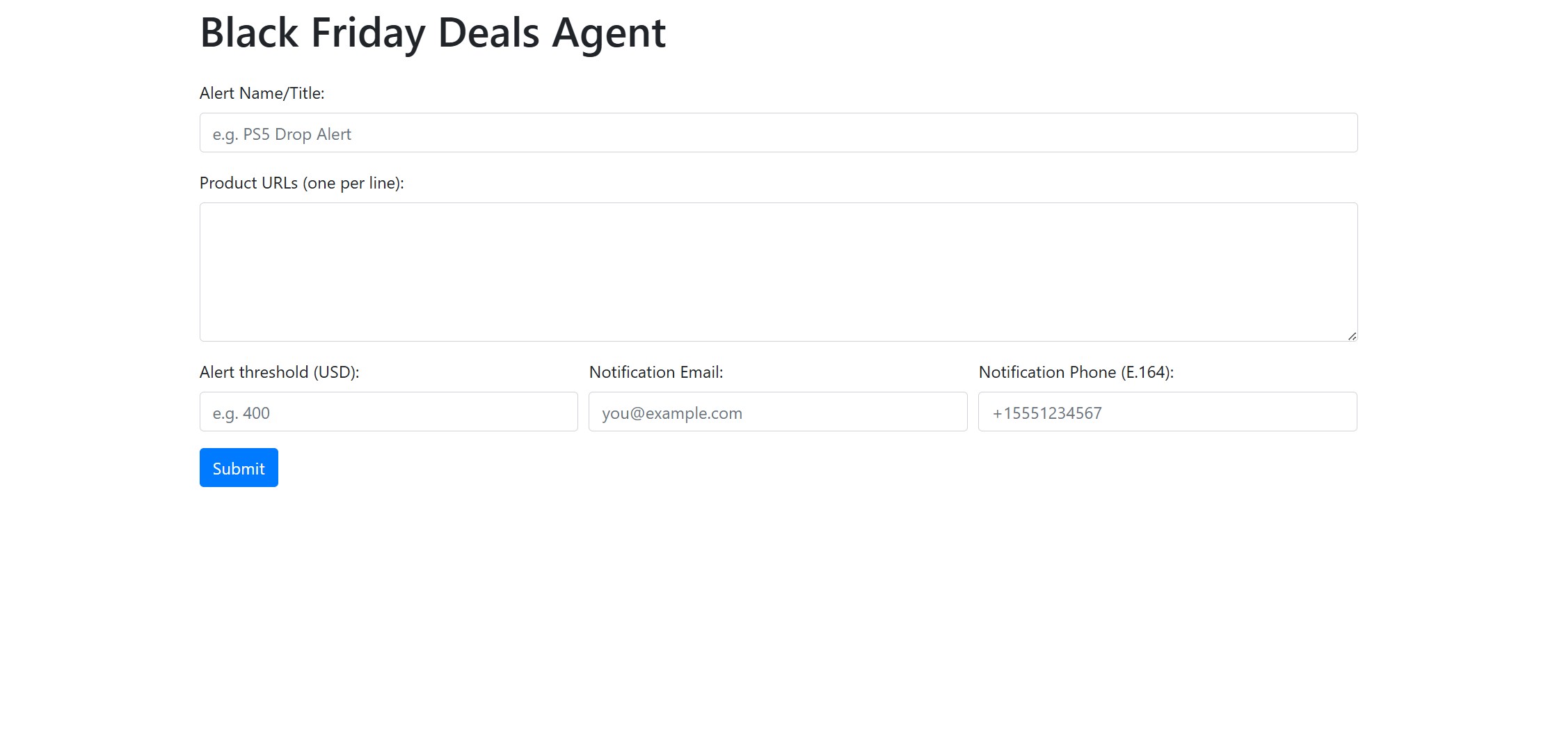 Setup Page Screenshot